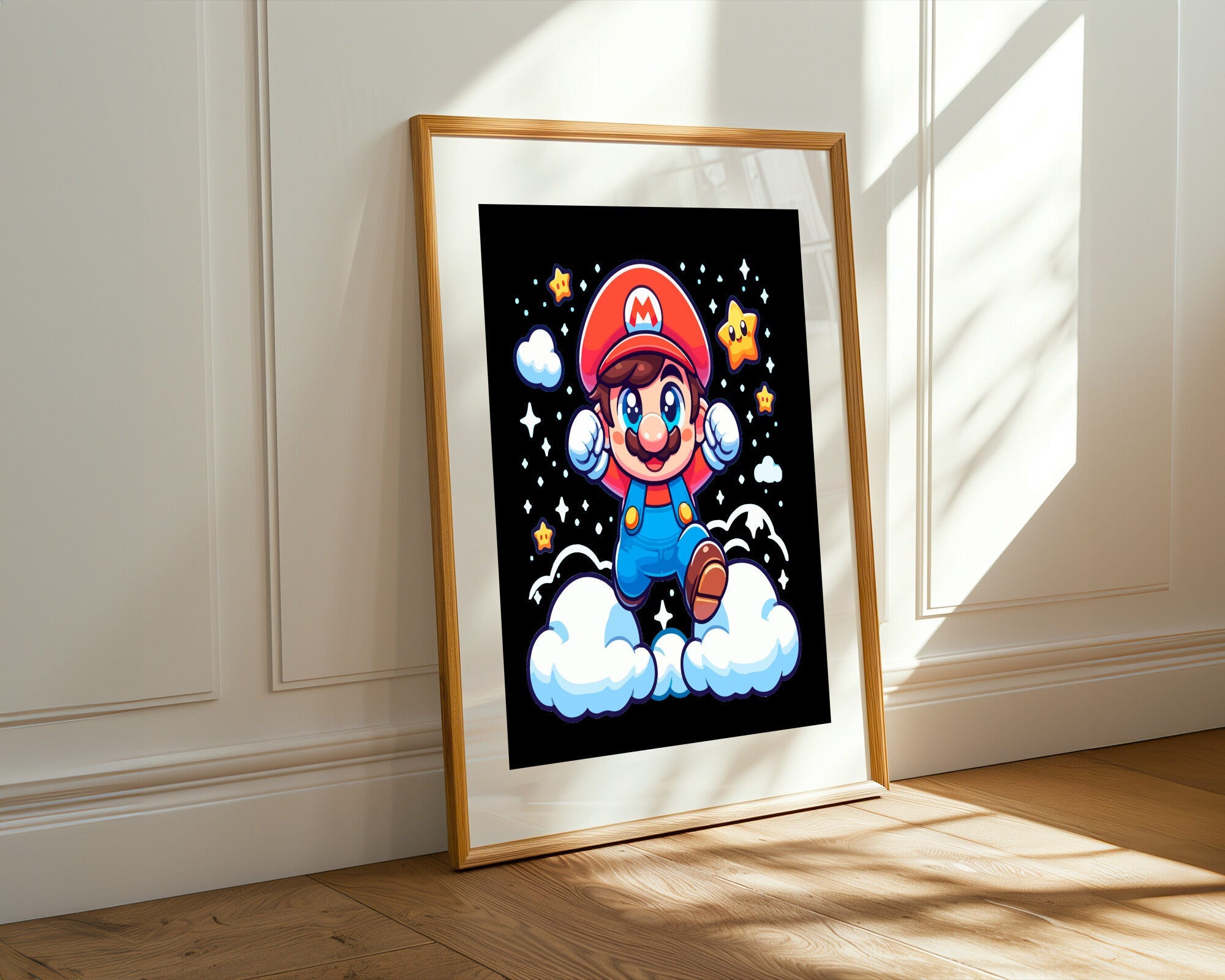 Mario Kawaii en Nubes | Cuadro decorativo de Monkey Canvas