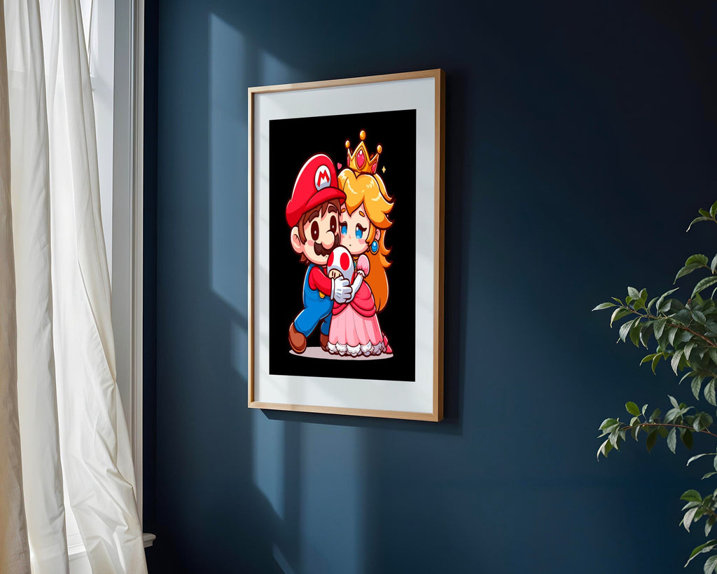 Mario y Peach Tierno | Cuadro decorativo de Monkey Canvas