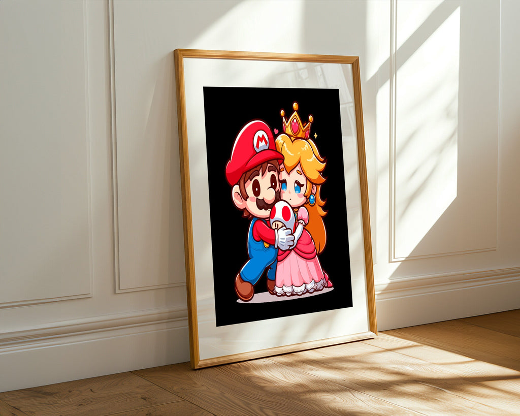 Mario y Peach Tierno | Cuadro decorativo de Monkey Canvas