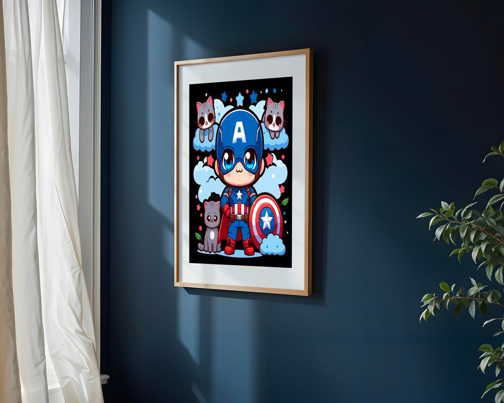 Capitán América Kawaii | Cuadro decorativo de Monkey Canvas