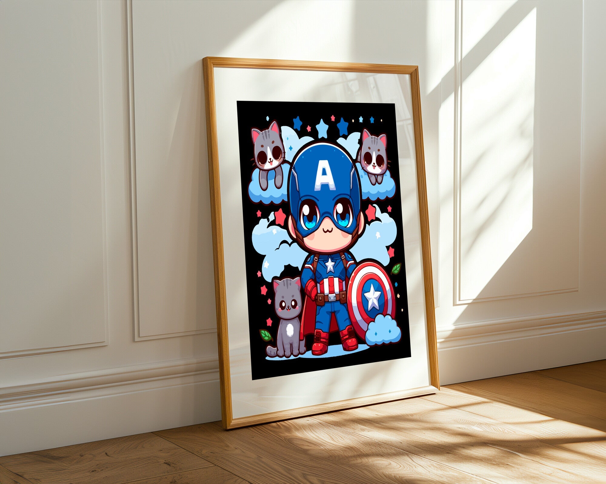 Capitán América Kawaii | Cuadro decorativo de Monkey Canvas