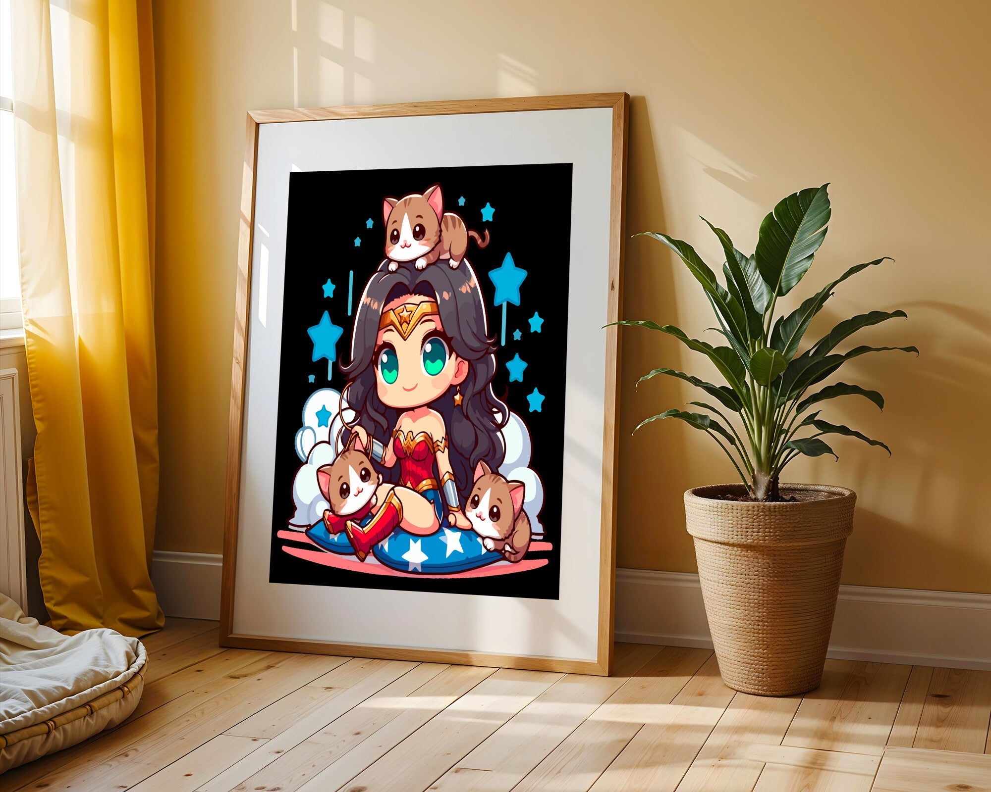 Wonder Woman y Sus Gatos | Cuadro decorativo de Monkey Canvas