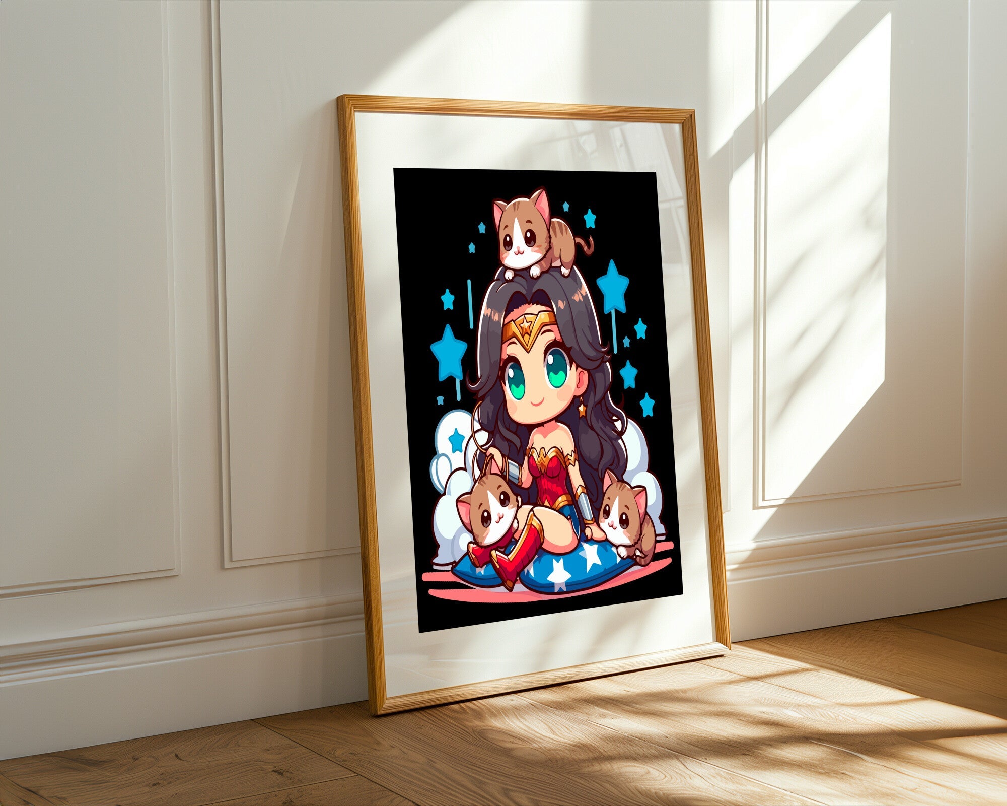 Wonder Woman y Sus Gatos | Cuadro decorativo de Monkey Canvas