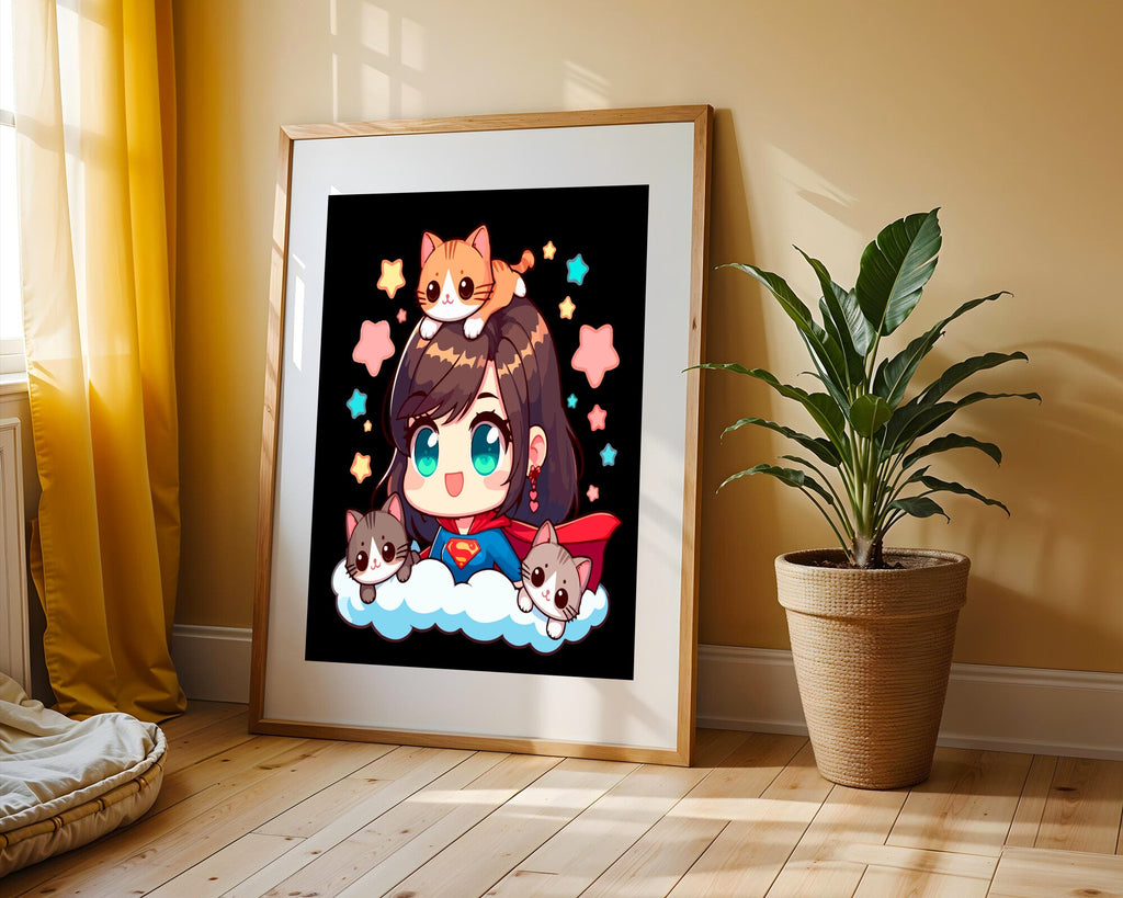 Supergirl Kawaii | Cuadro decorativo de Monkey Canvas