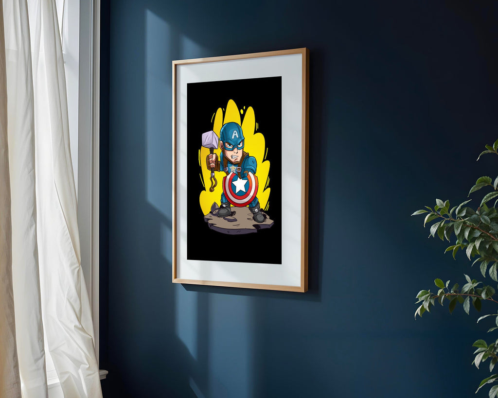 Capitán América y Mjolnir | Cuadro decorativo de Monkey Canvas