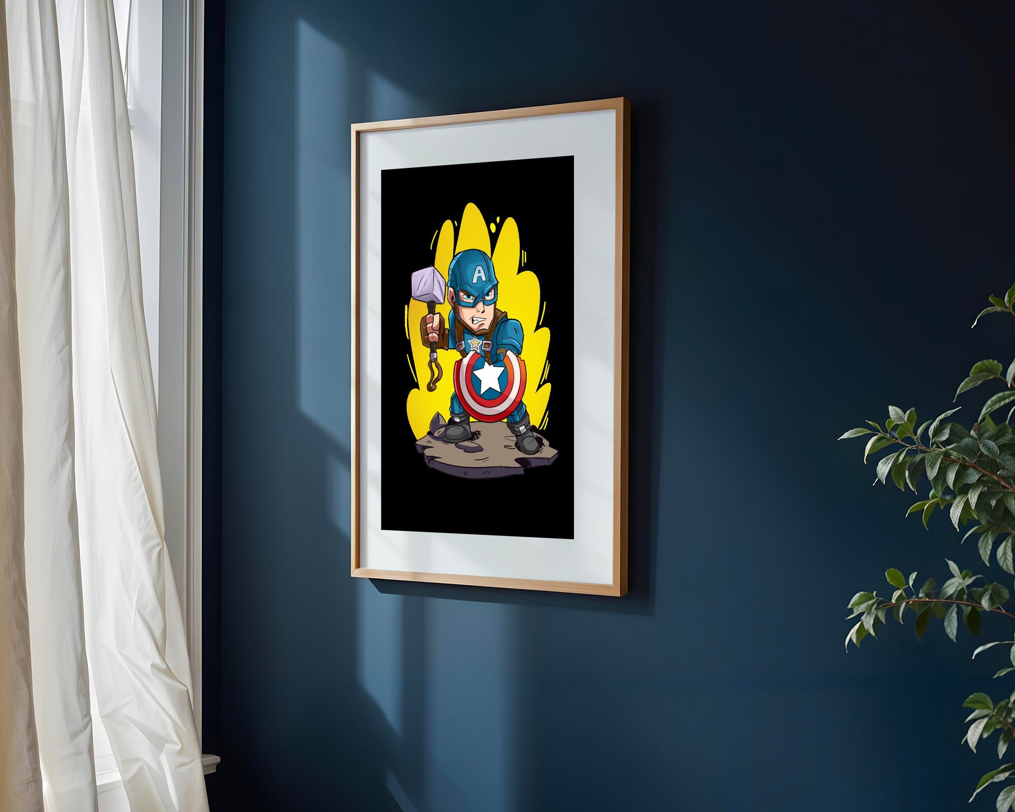 Capitán América y Mjolnir | Cuadro decorativo de Monkey Canvas
