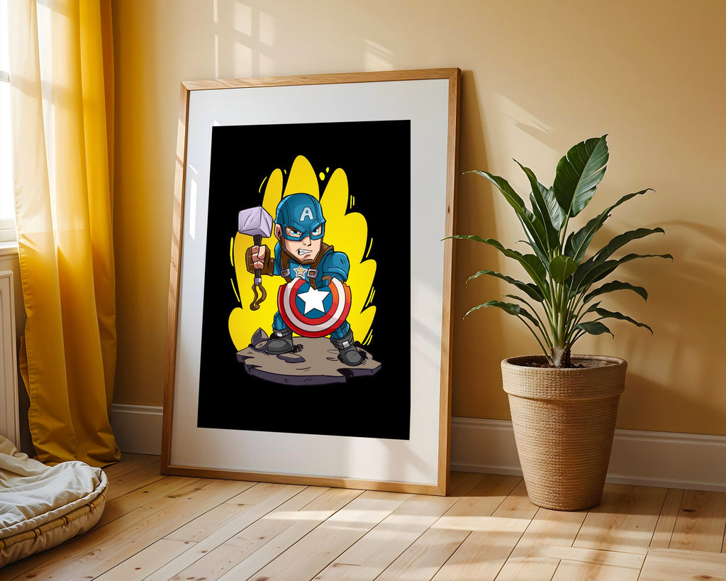 Capitán América y Mjolnir | Cuadro decorativo de Monkey Canvas