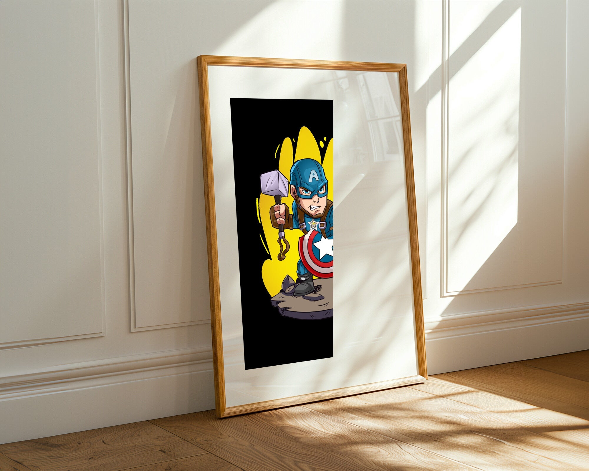 Capitán América y Mjolnir | Cuadro decorativo de Monkey Canvas
