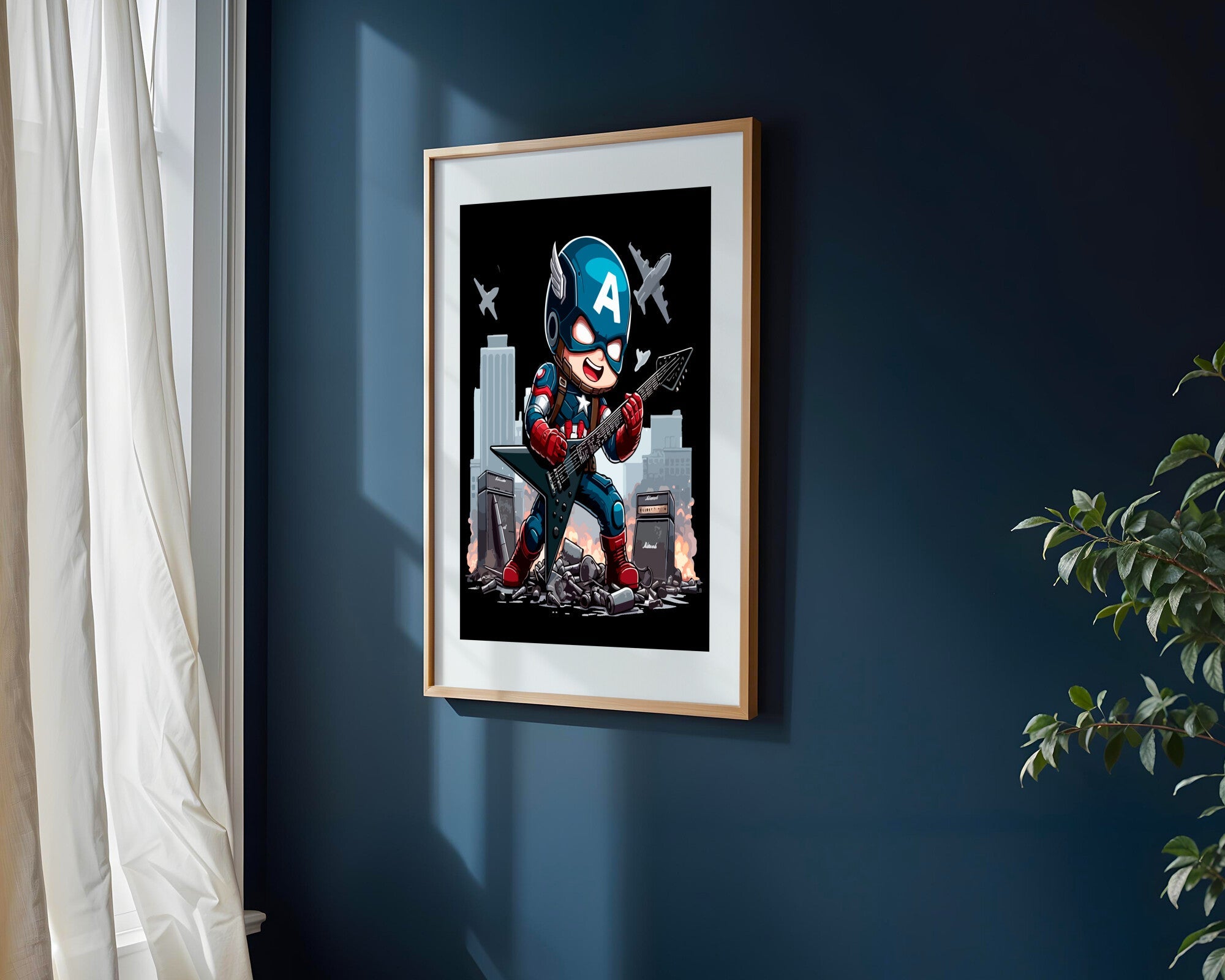 Capitán América Rockero | Cuadro decorativo de Monkey Canvas