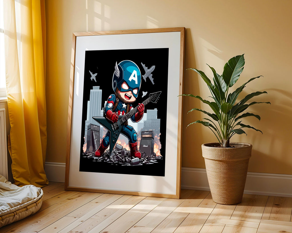 Capitán América Rockero | Cuadro decorativo de Monkey Canvas