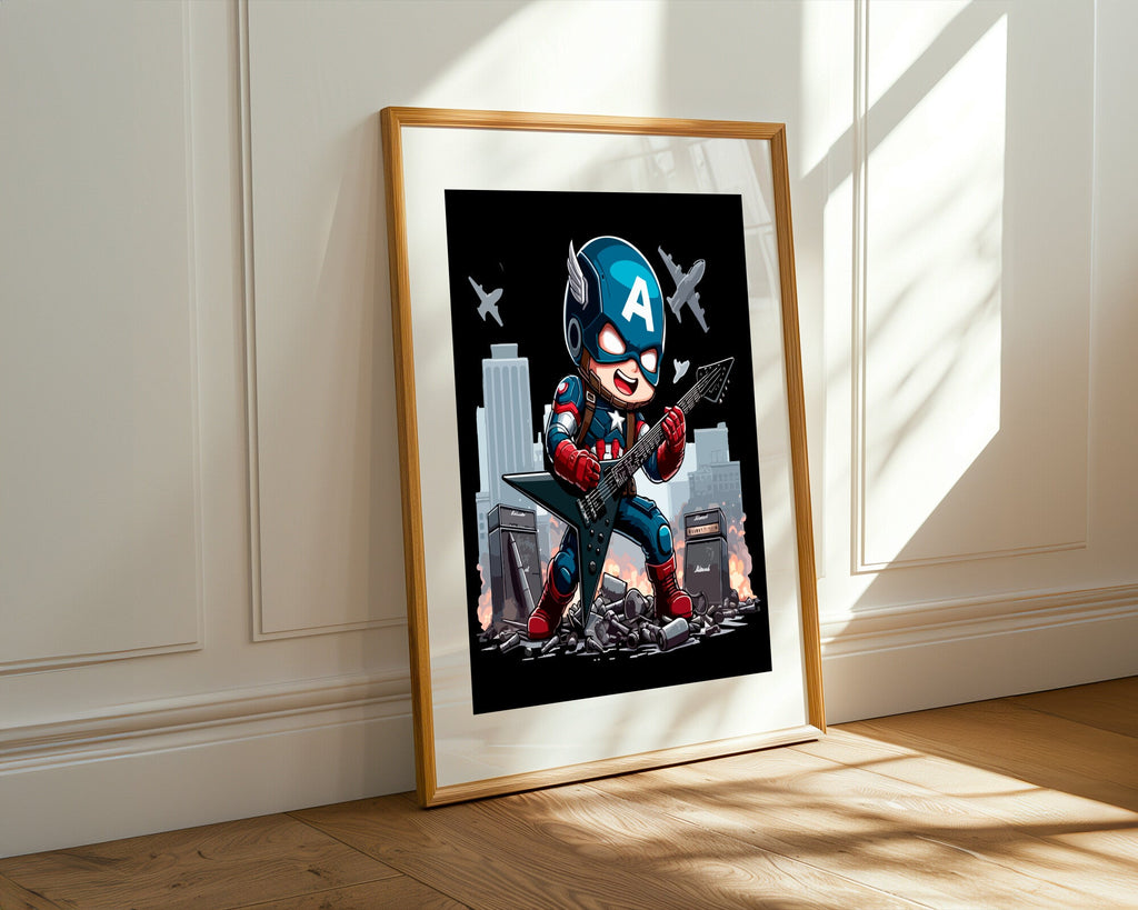Capitán América Rockero | Cuadro decorativo de Monkey Canvas
