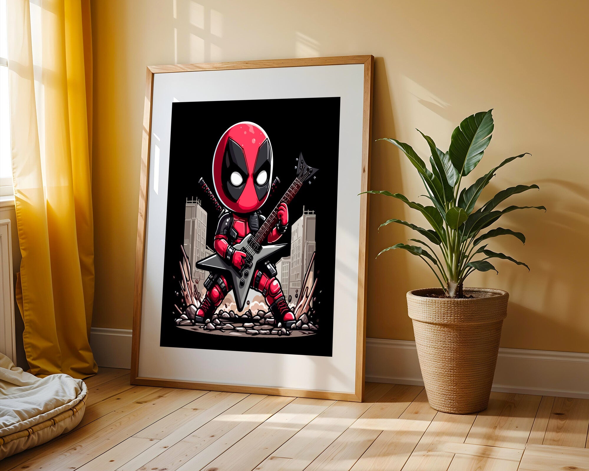 Deadpool Rockero Katanas | Cuadro decorativo de Monkey Canvas