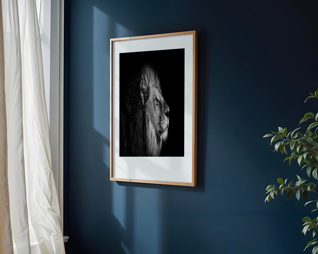 Leon Retrato Blanco y Negro | Cuadro decorativo de Monkey Canvas