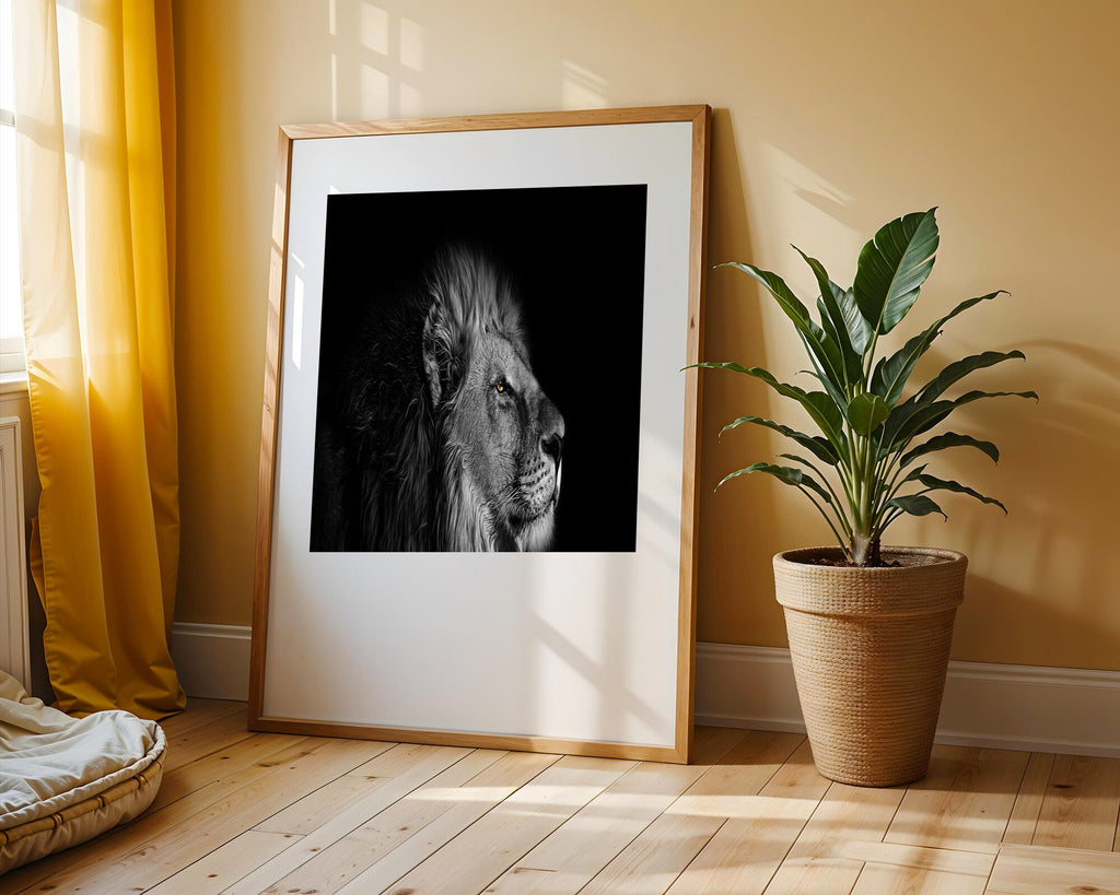 Leon Retrato Blanco y Negro | Cuadro decorativo de Monkey Canvas