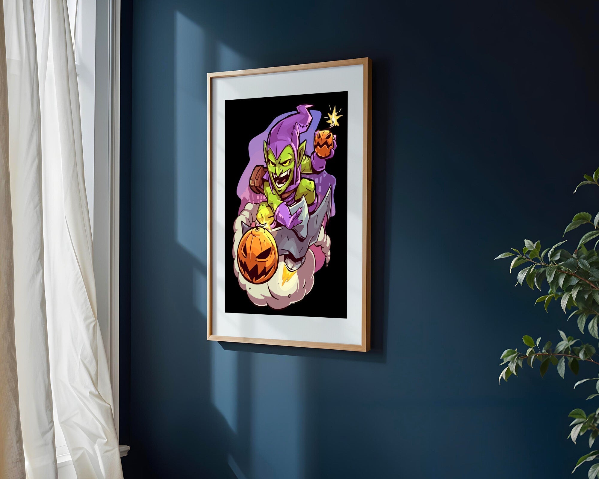 Duende Verde y Calabazas | Cuadro decorativo de Monkey Canvas