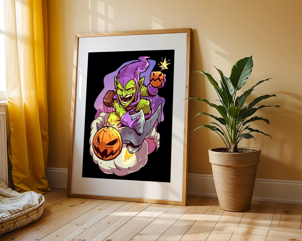 Duende Verde y Calabazas | Cuadro decorativo de Monkey Canvas