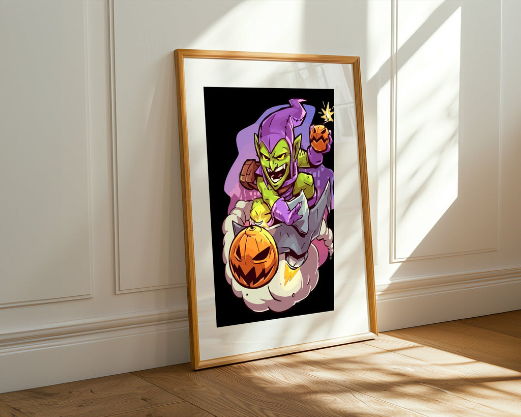 Duende Verde y Calabazas | Cuadro decorativo de Monkey Canvas