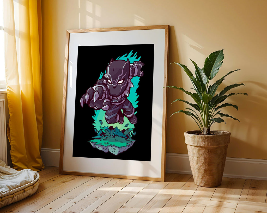 Black Panther Salto Felino | Cuadro decorativo de Monkey Canvas