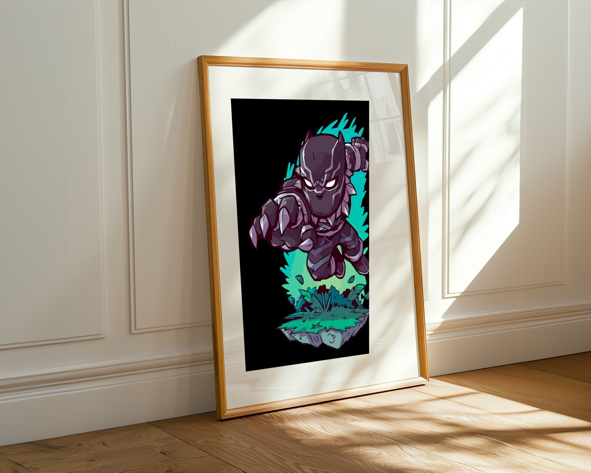 Black Panther Salto Felino | Cuadro decorativo de Monkey Canvas