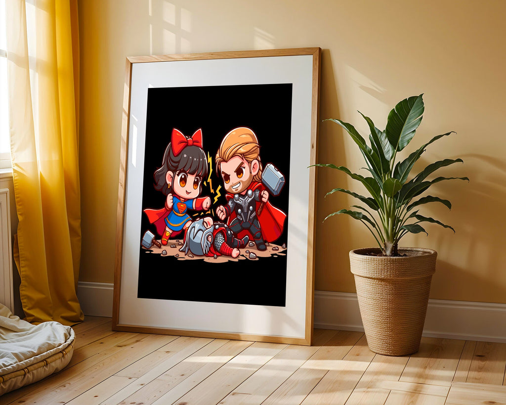 Supergirl Contra Thor | Cuadro decorativo de Monkey Canvas