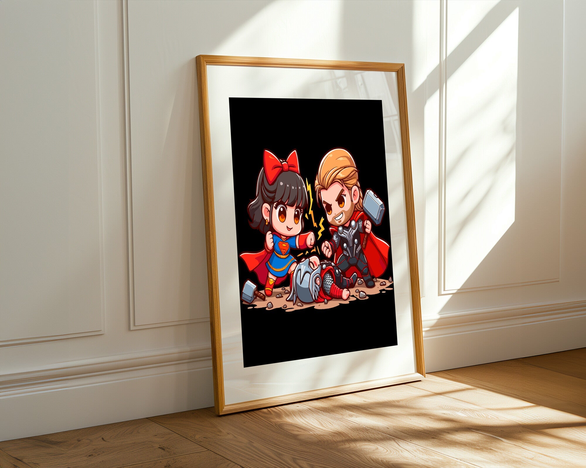 Supergirl Contra Thor | Cuadro decorativo de Monkey Canvas