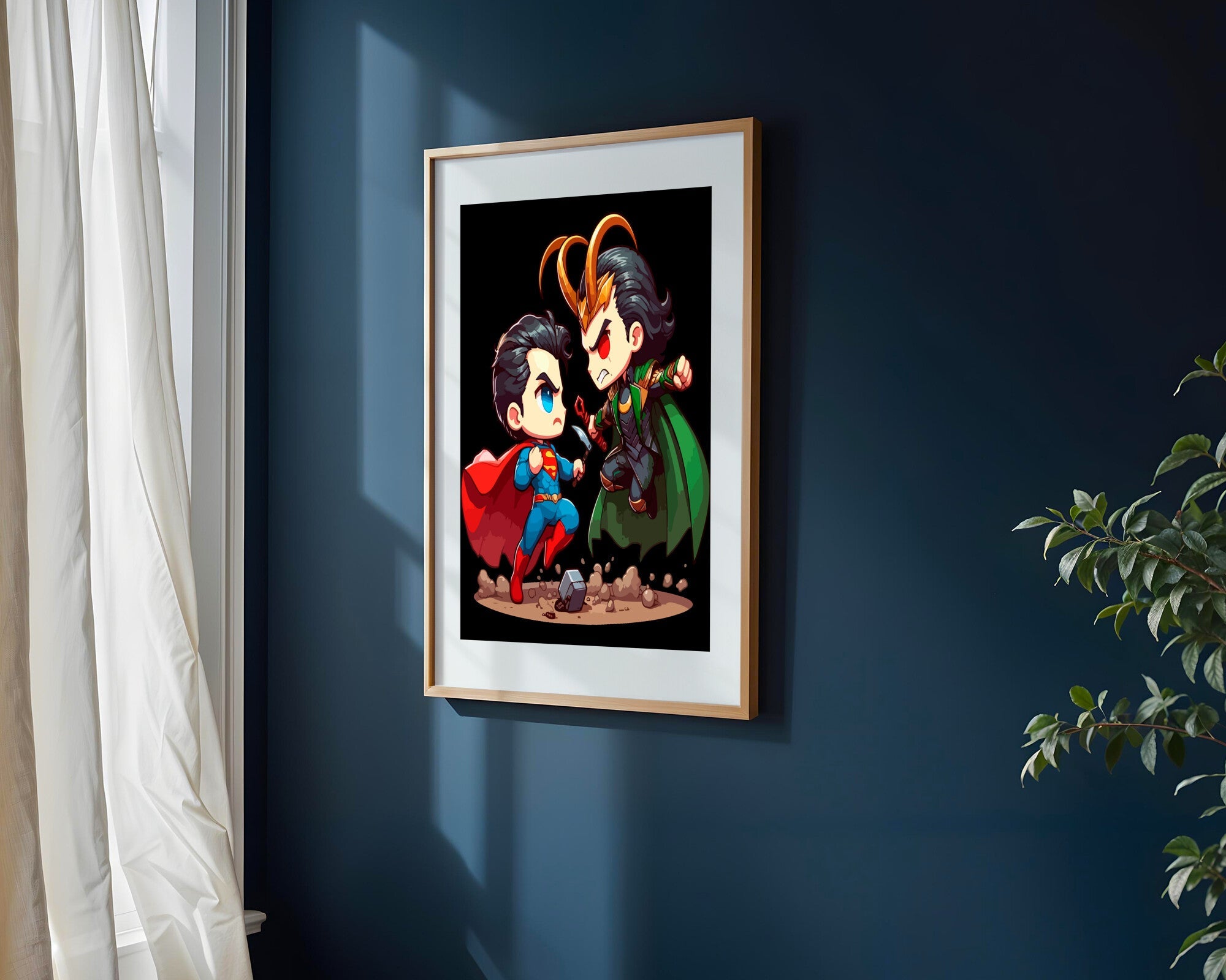 Superman Enfrenta a Loki | Cuadro decorativo de Monkey Canvas