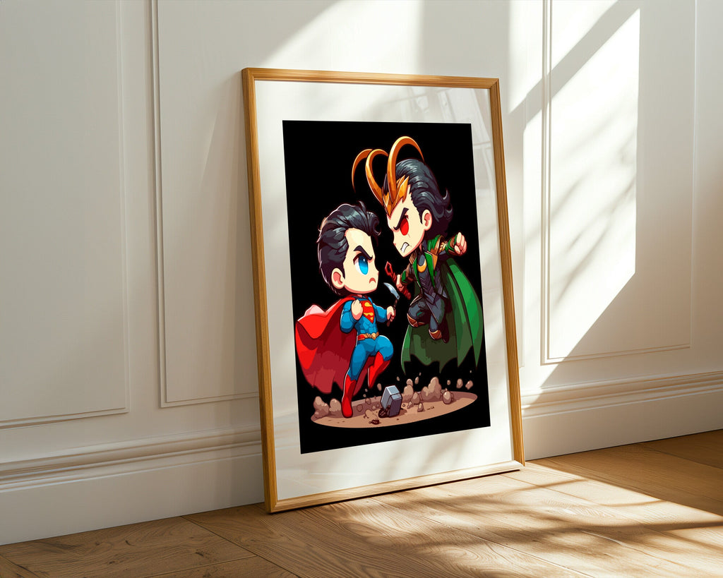 Superman Enfrenta a Loki | Cuadro decorativo de Monkey Canvas