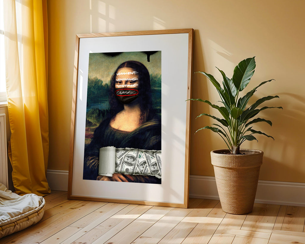 Mona Lisa Grafiti y Dolares | Cuadro decorativo de Monkey Canvas