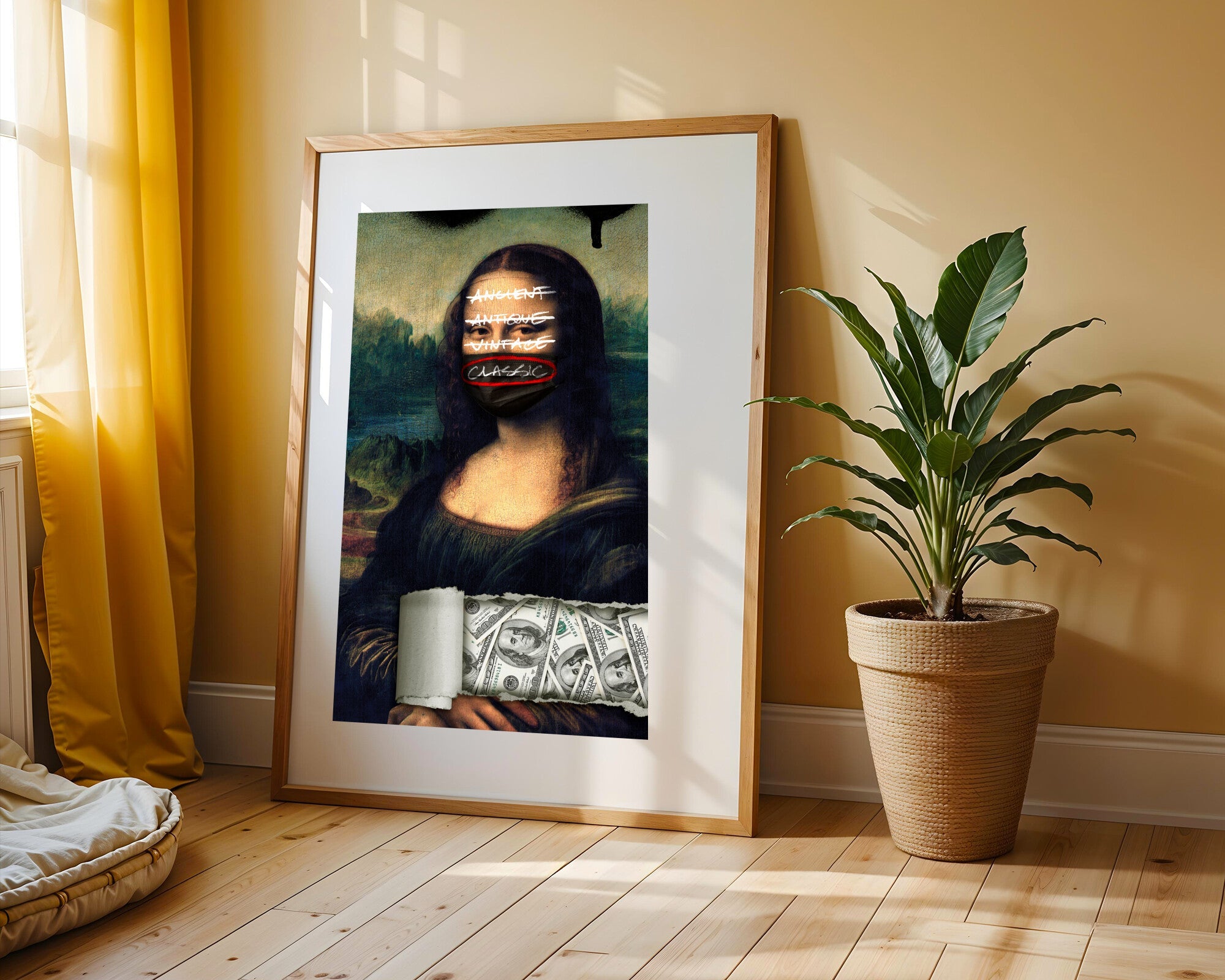Mona Lisa Grafiti y Dolares | Cuadro decorativo de Monkey Canvas
