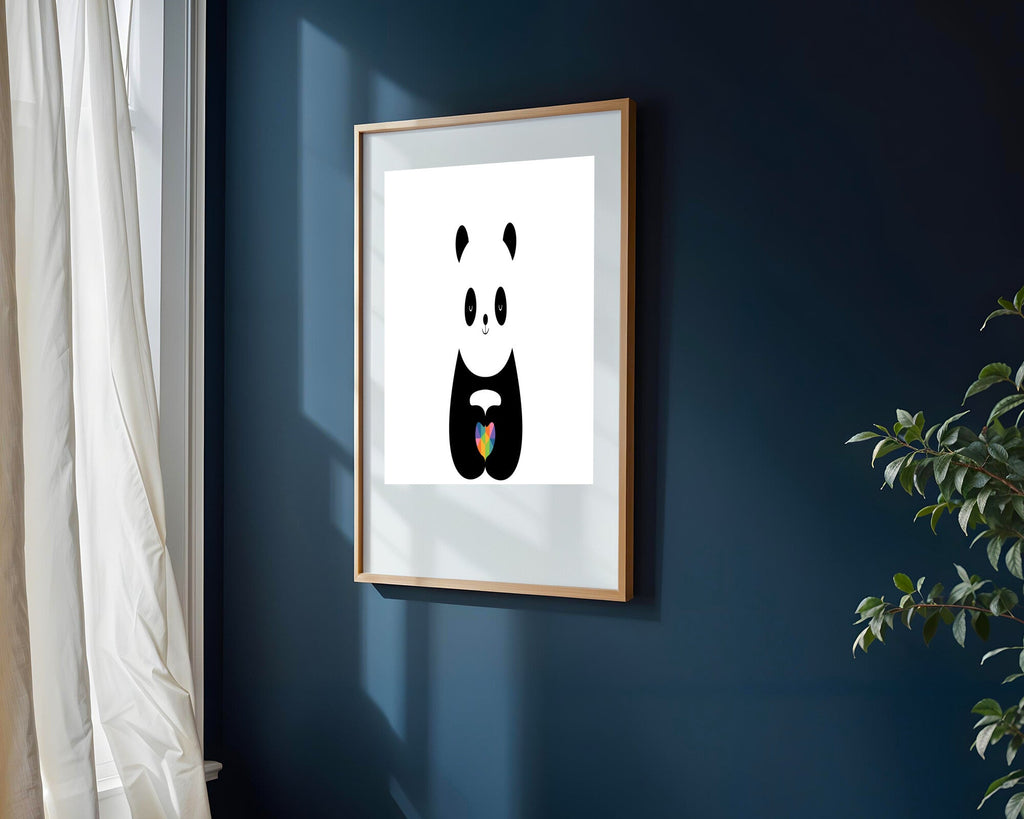 Panda con Corazon Arcoiris | Cuadro decorativo de Monkey Canvas