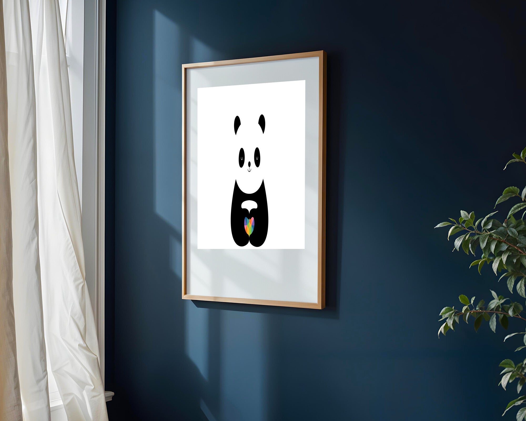 Panda con Corazon Arcoiris | Cuadro decorativo de Monkey Canvas