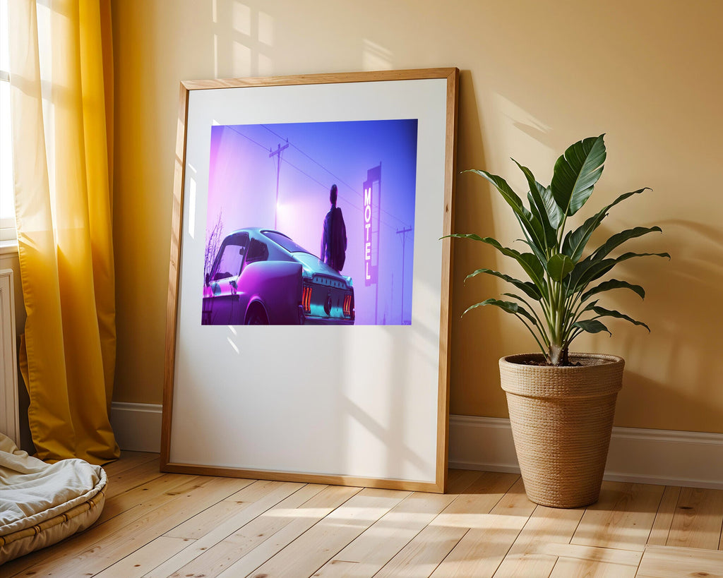 Mustang Retrowave Motel | Cuadro decorativo de Monkey Canvas