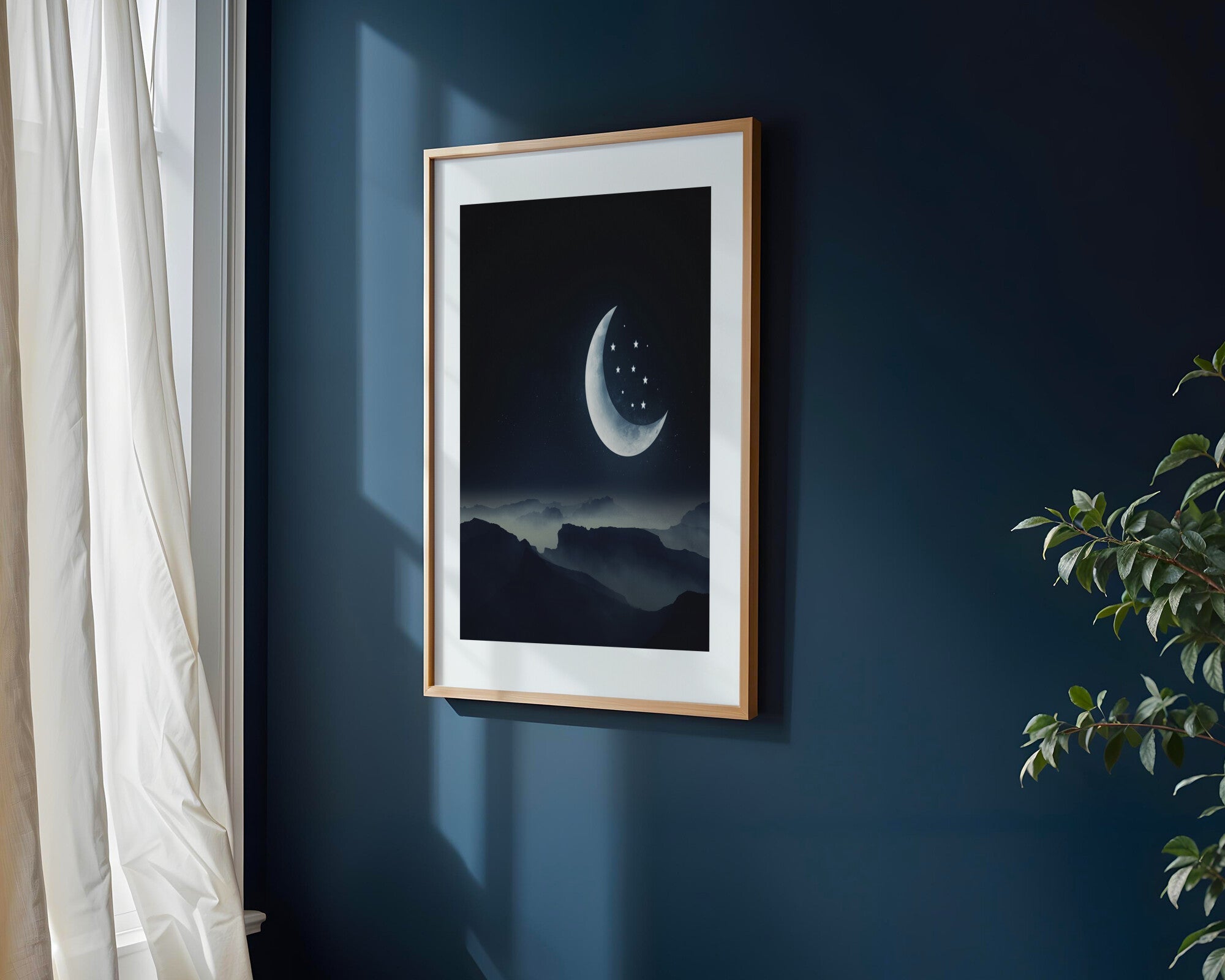 Luna Creciente y Estrellas | Cuadro decorativo de Monkey Canvas