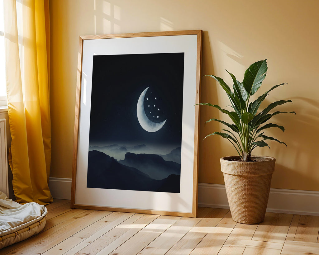 Luna Creciente y Estrellas | Cuadro decorativo de Monkey Canvas