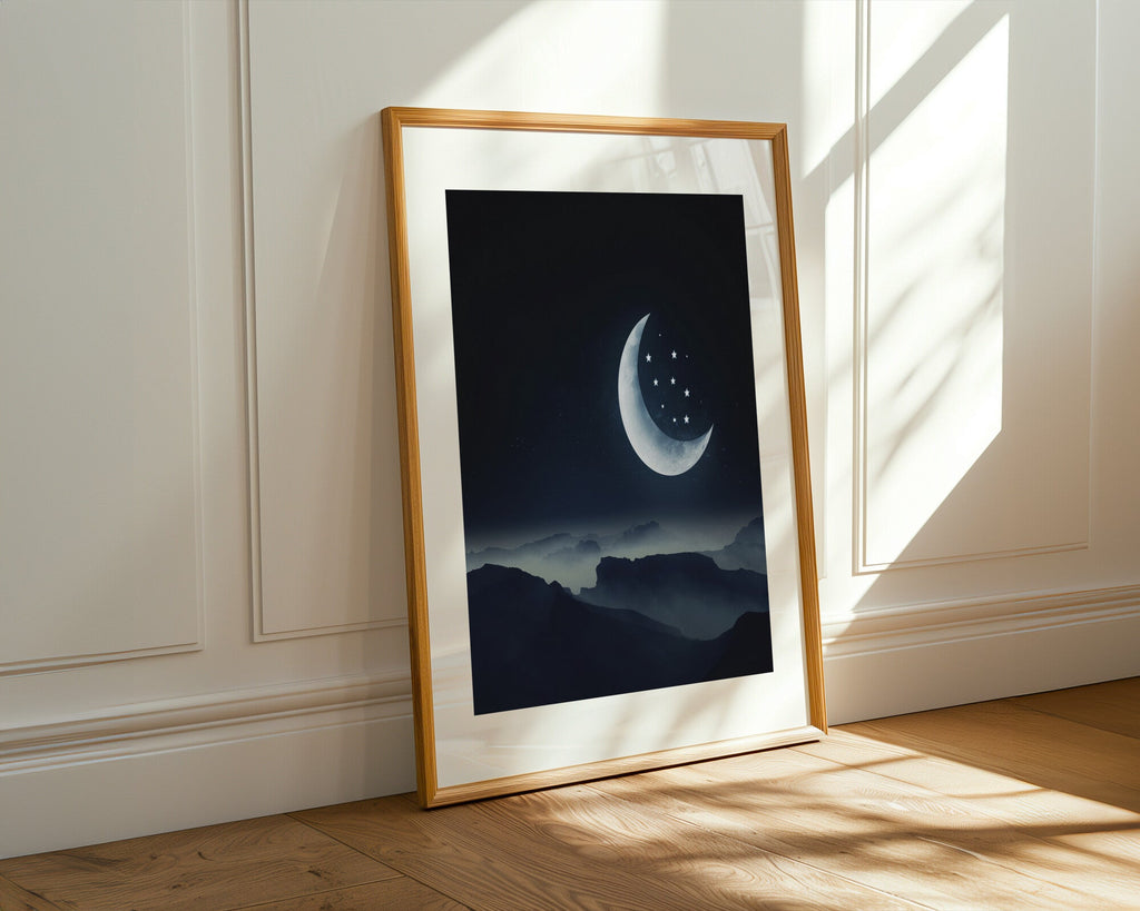 Luna Creciente y Estrellas | Cuadro decorativo de Monkey Canvas