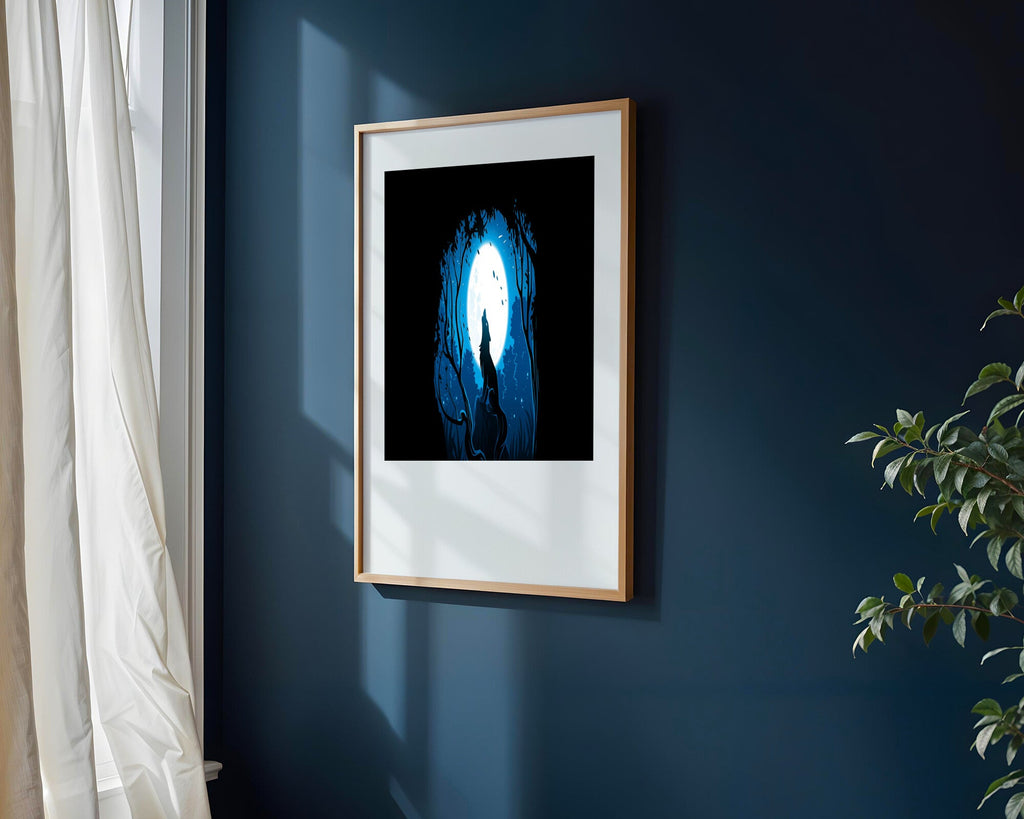 Lobo Aullando a la Luna | Cuadro decorativo de Monkey Canvas