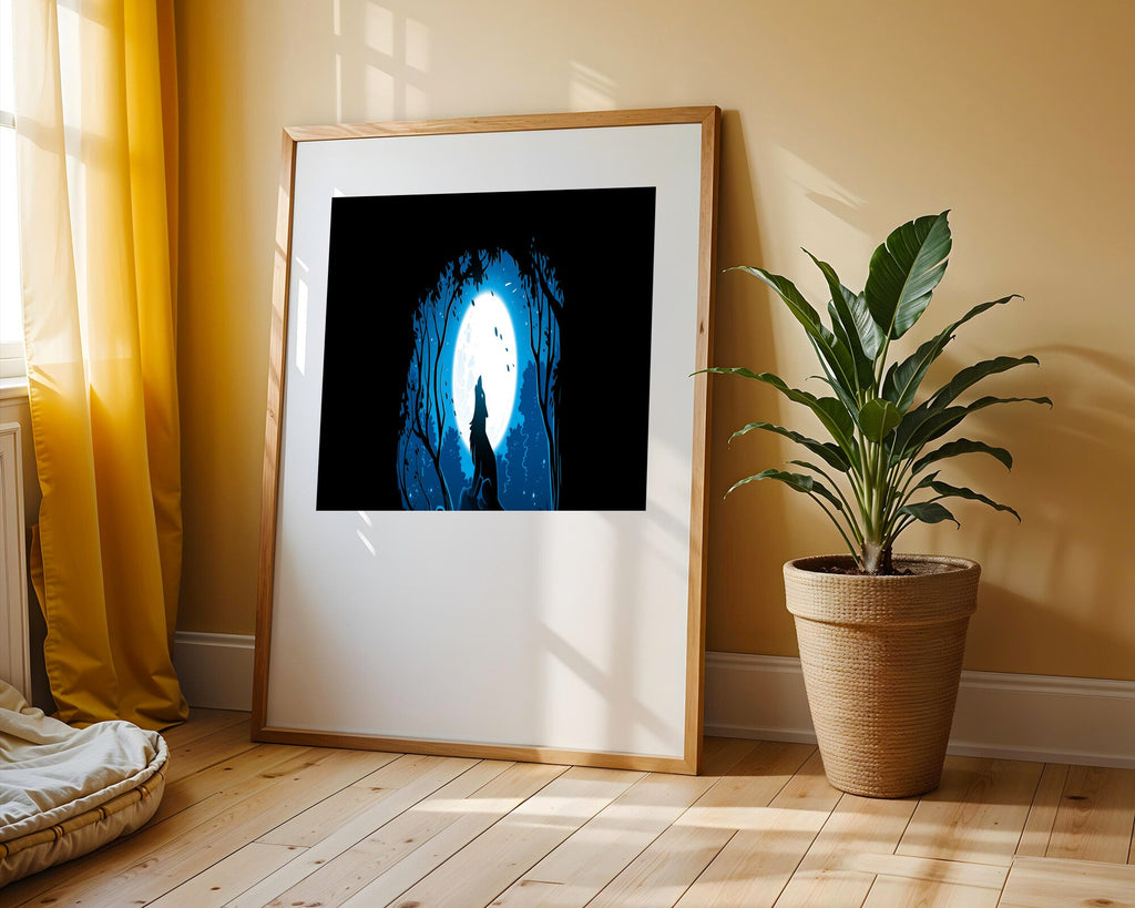 Lobo Aullando a la Luna | Cuadro decorativo de Monkey Canvas