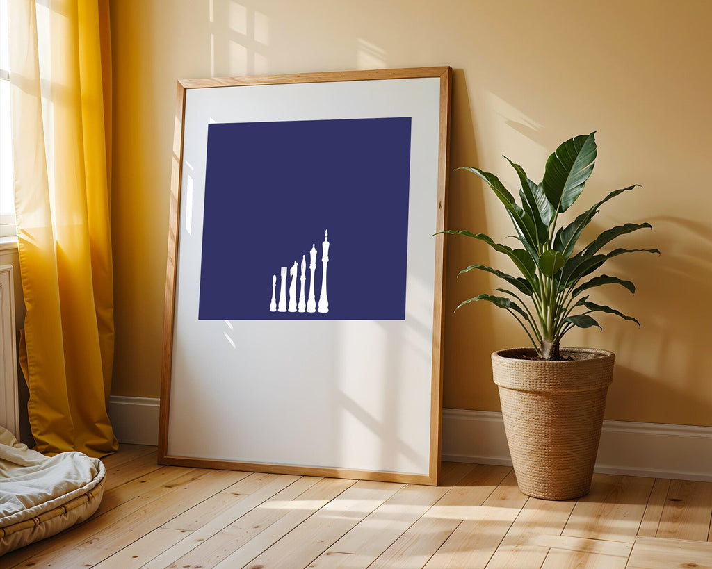 Ajedrez Minimalista Azul | Cuadro decorativo de Monkey Canvas