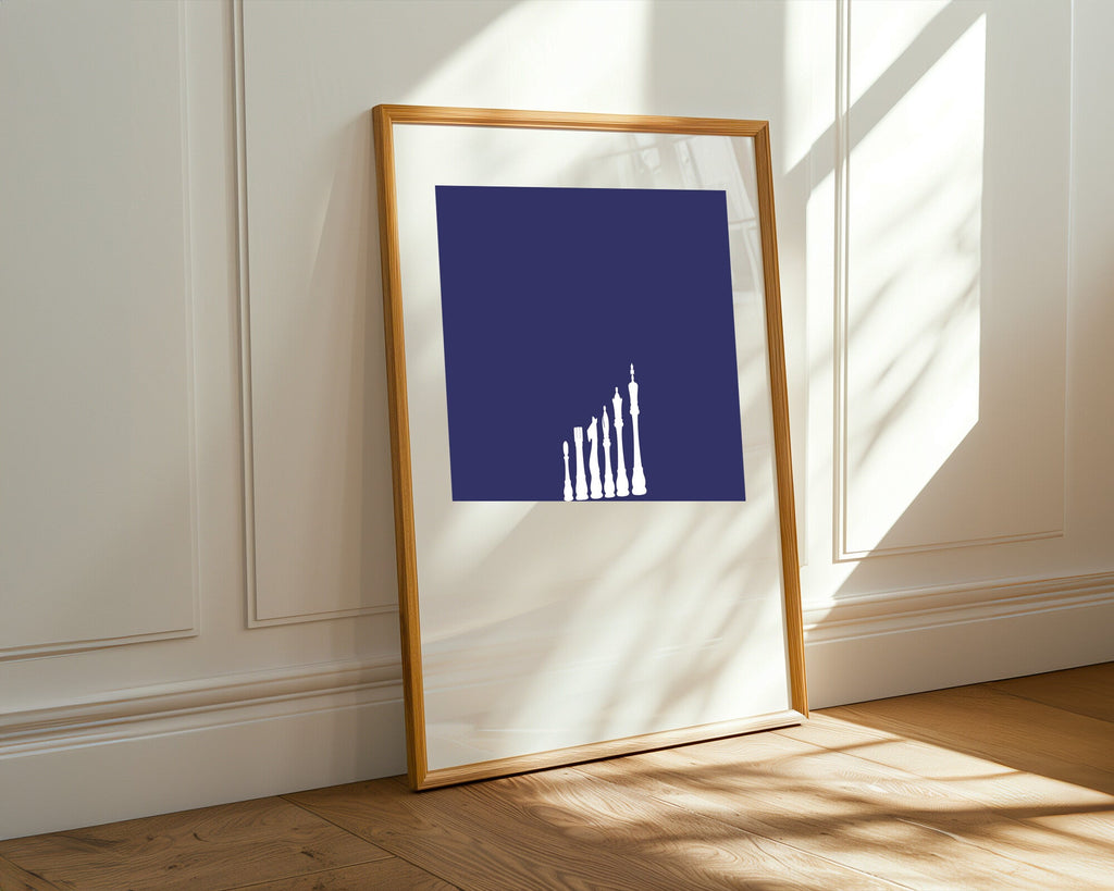 Ajedrez Minimalista Azul | Cuadro decorativo de Monkey Canvas