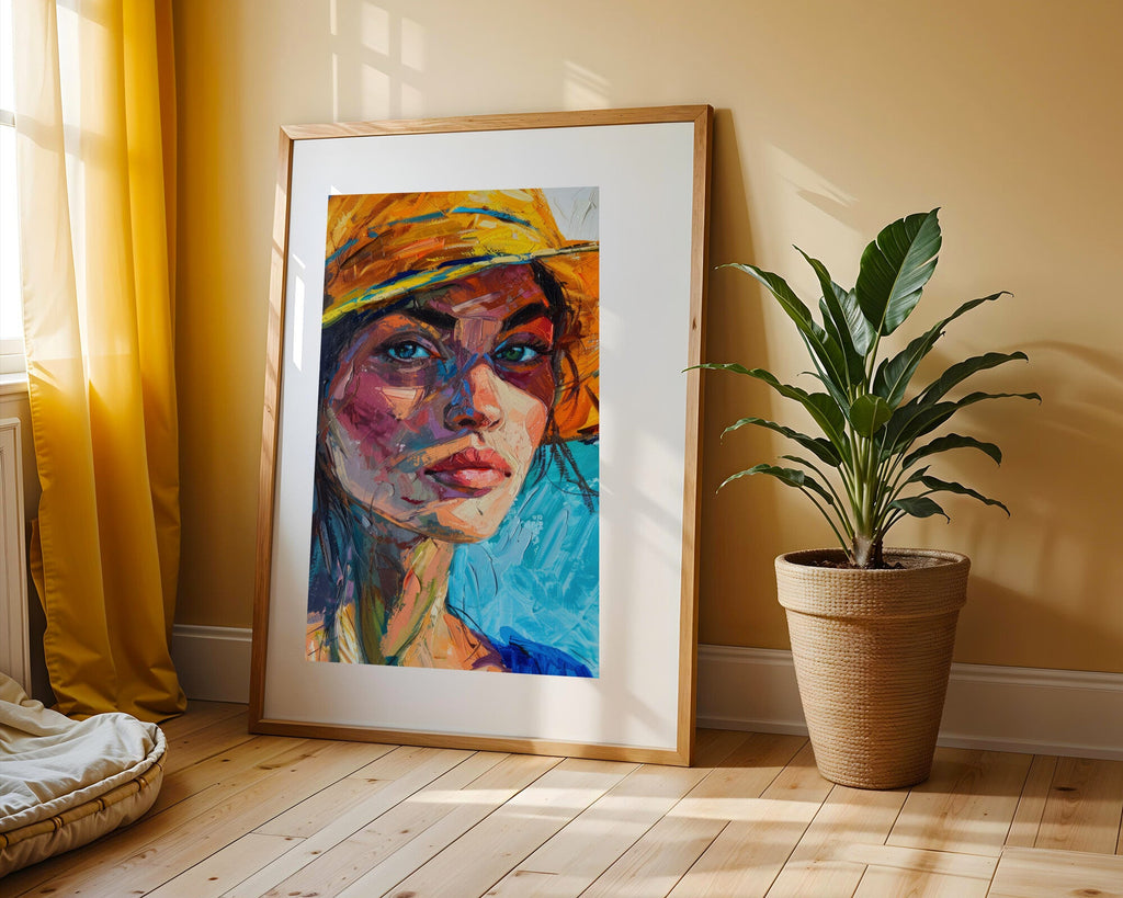 Retrato Sombrero de Paja | Cuadro decorativo de Monkey Canvas
